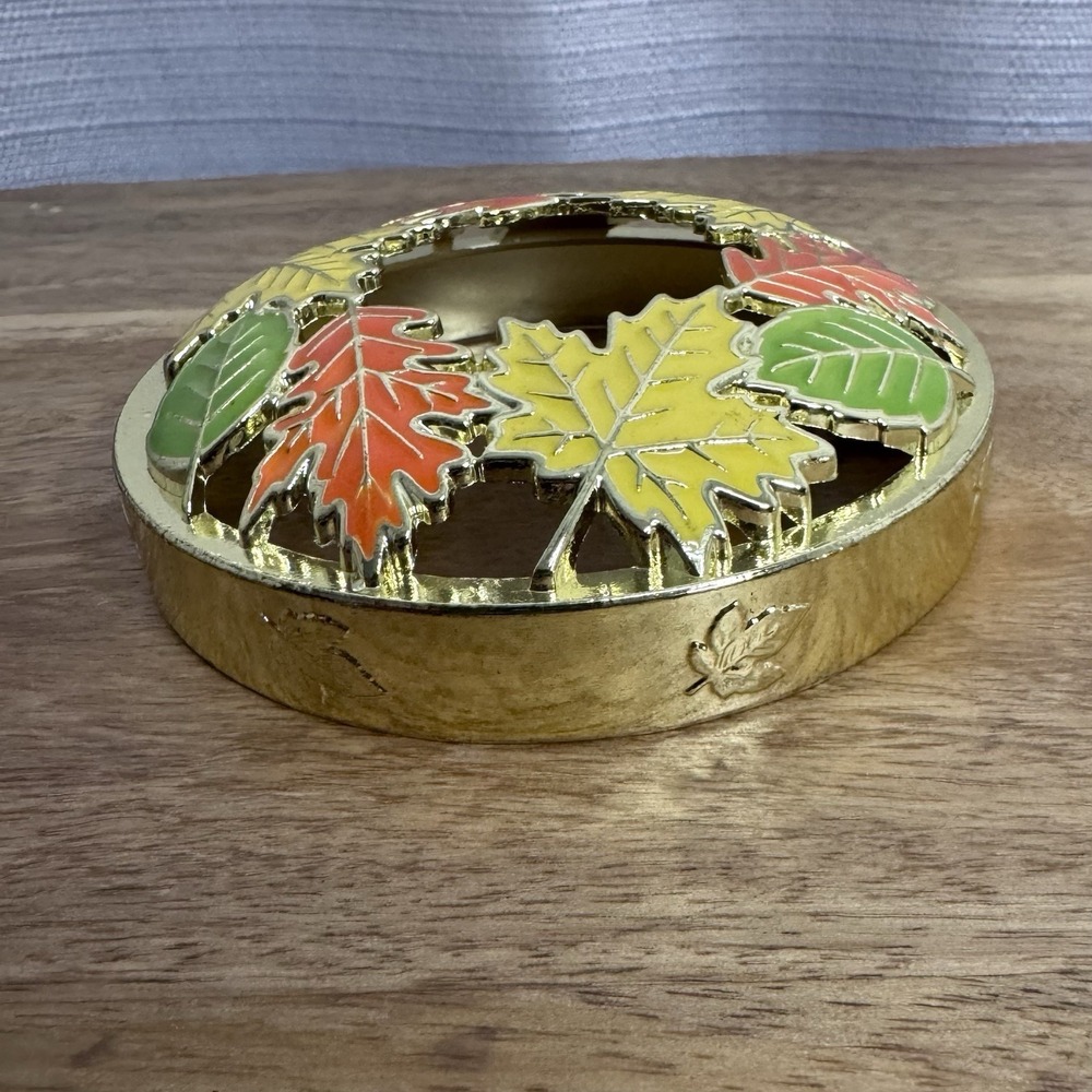 Yankee Candle Illuma-Lid Jar Candle Topper Lid Enamel Fall Leaves - Picture 2 of 3